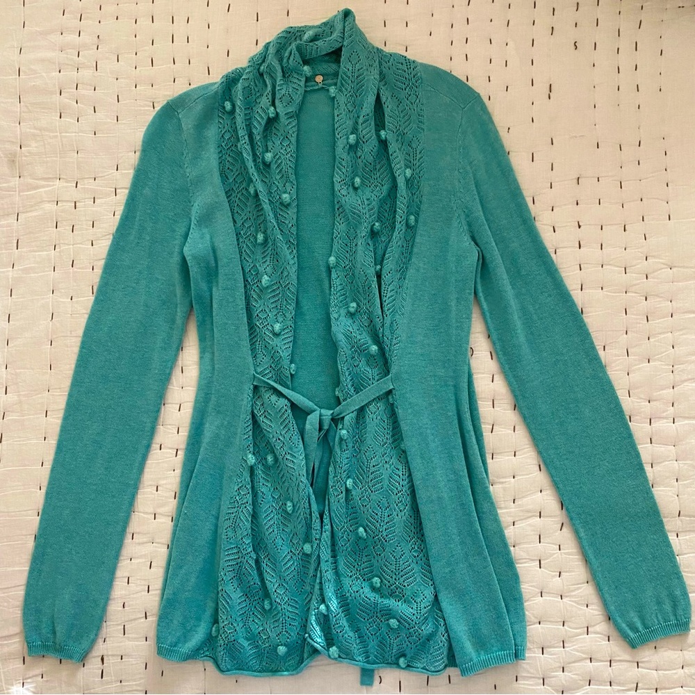 Anthropologie Knitted & Knotted Kose Pom Pom Cardigan Size S